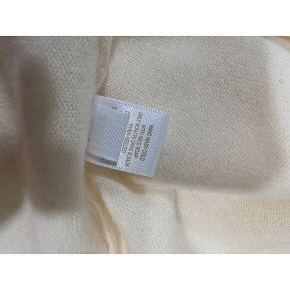 Garnet Hill Sweater Womens Large Cream Cashmere Beaded - Picture 8 of 11